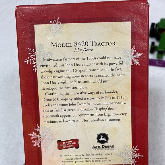 Hallmark 2003 Christmas John Deere model 8420 tractor ornament - Picture 6 of 8